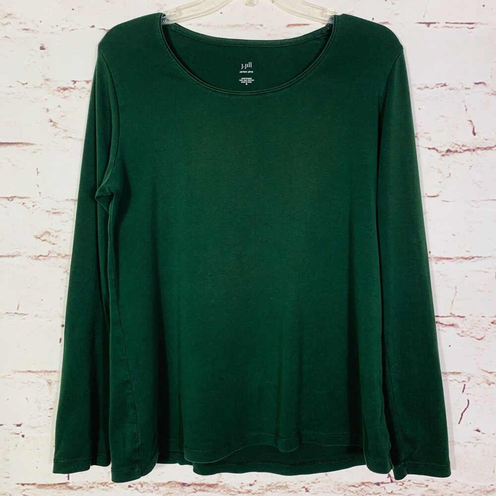 J. Jill Forest Green Long Sleeve Scoop Neck Top
